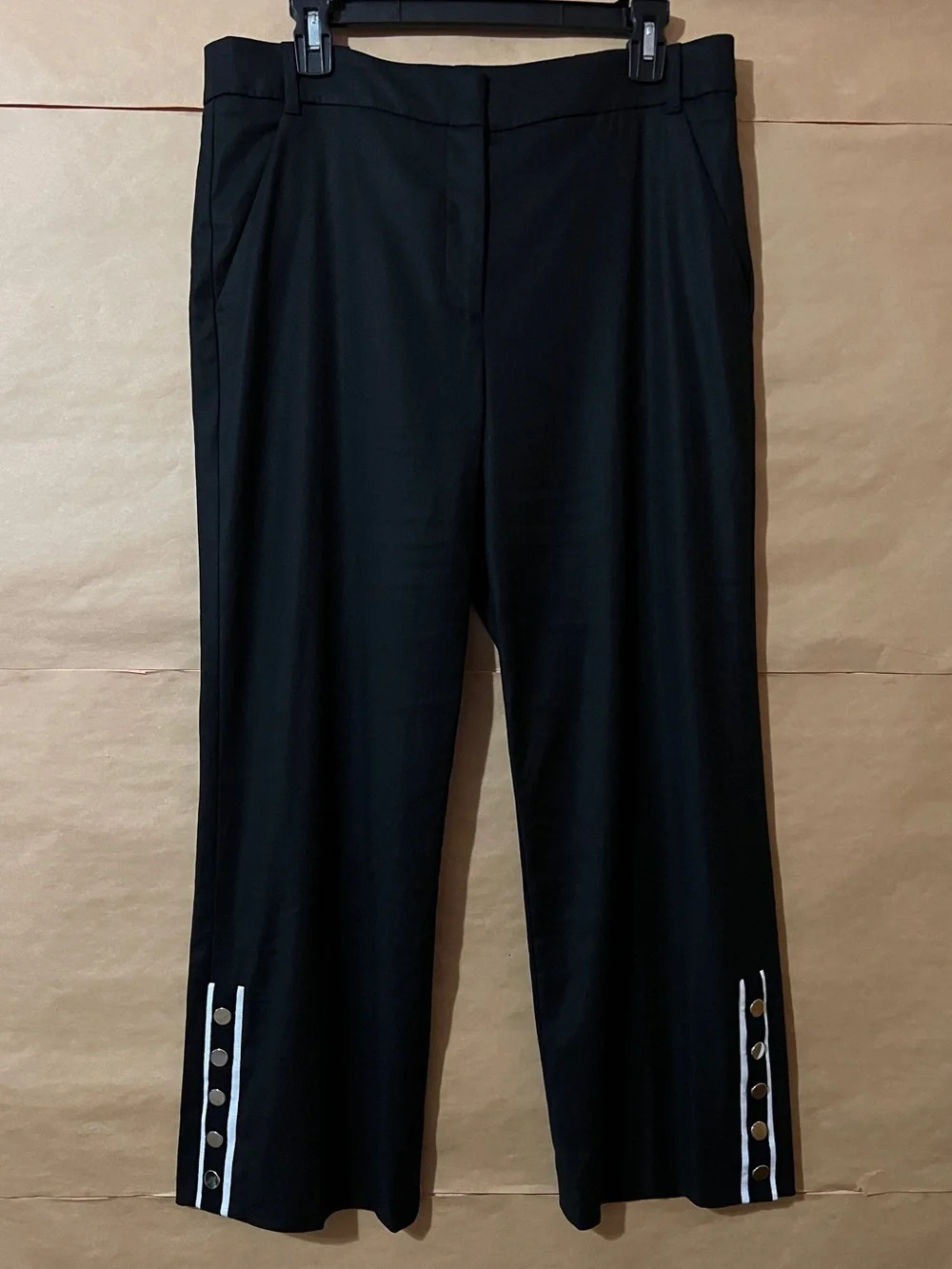 Veronica Beard | Martin Pants Snap Button Hem Linen Wide Leg Trousers Size 10